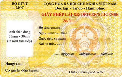 GPLX mặt trước mẫu