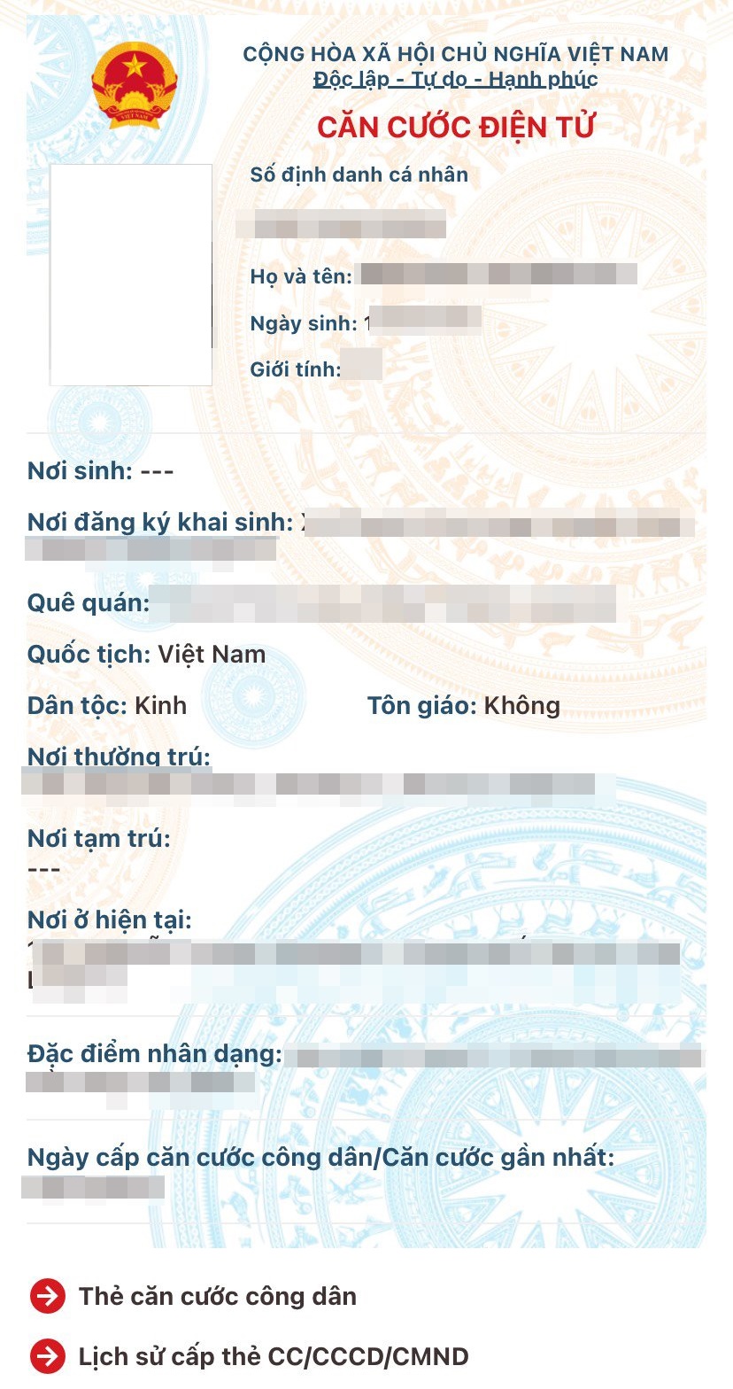 CCCD điện tử mẫu